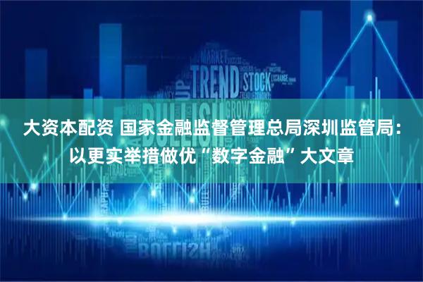 大资本配资 国家金融监督管理总局深圳监管局：以更实举措做优“数字金融”大文章